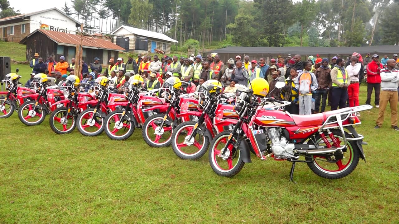 Boda boda operators asked to seek indemnity as Kiirua/Naari registered groups receive new bikes.